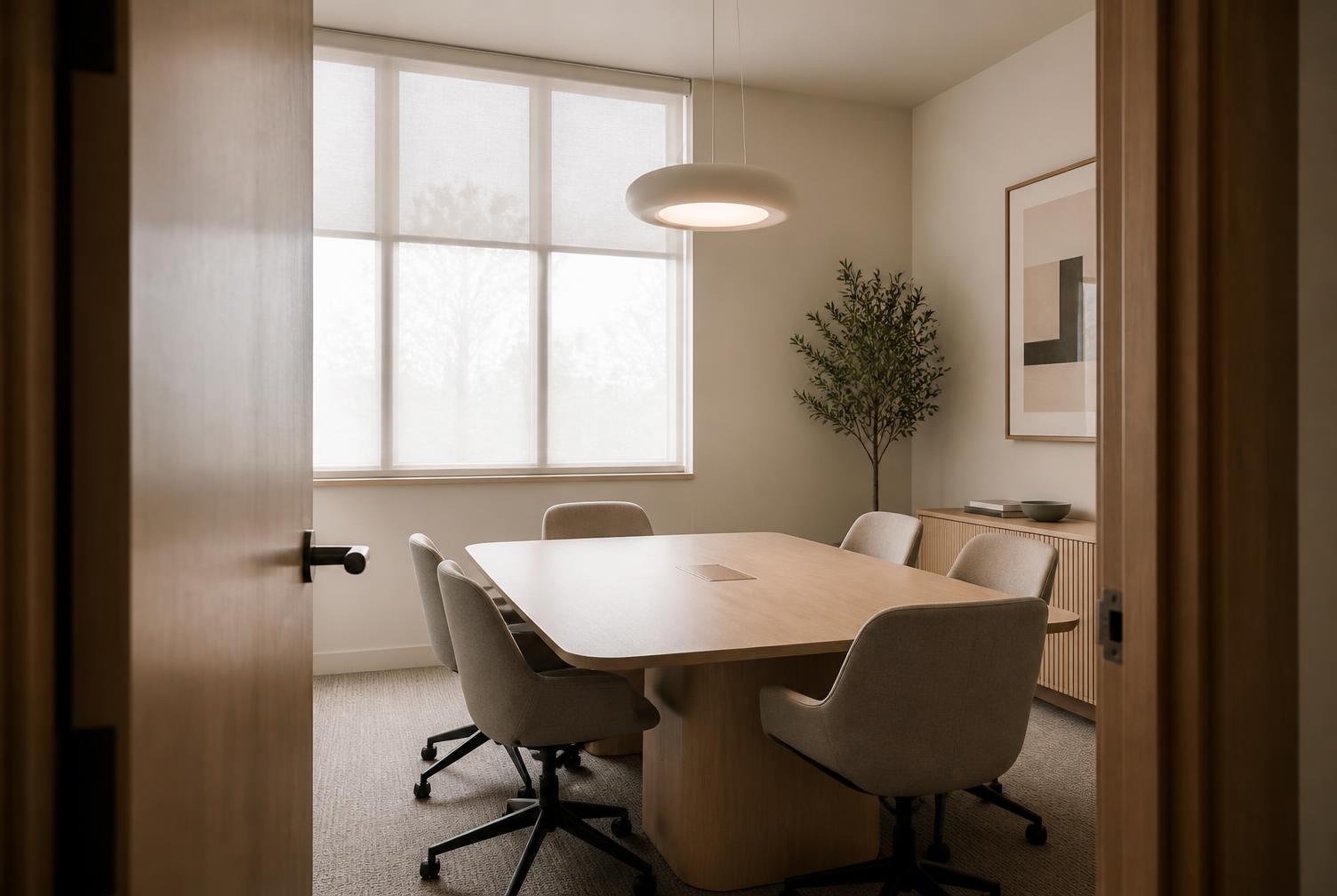 Salle de réunion minimaliste et lumineuse